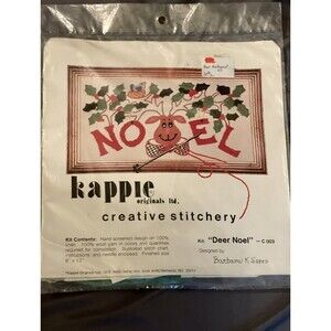Vintage Kappie Creative kit Holiday Christmas Deer Noel Needlepoint Cross Stitch